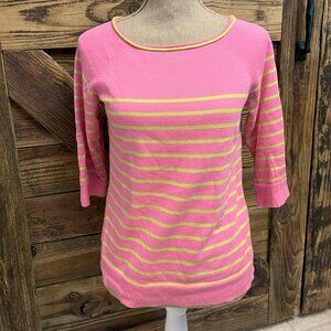 LILLY PULITZER Boatneck Sweater pink yellow stripes GUC size S